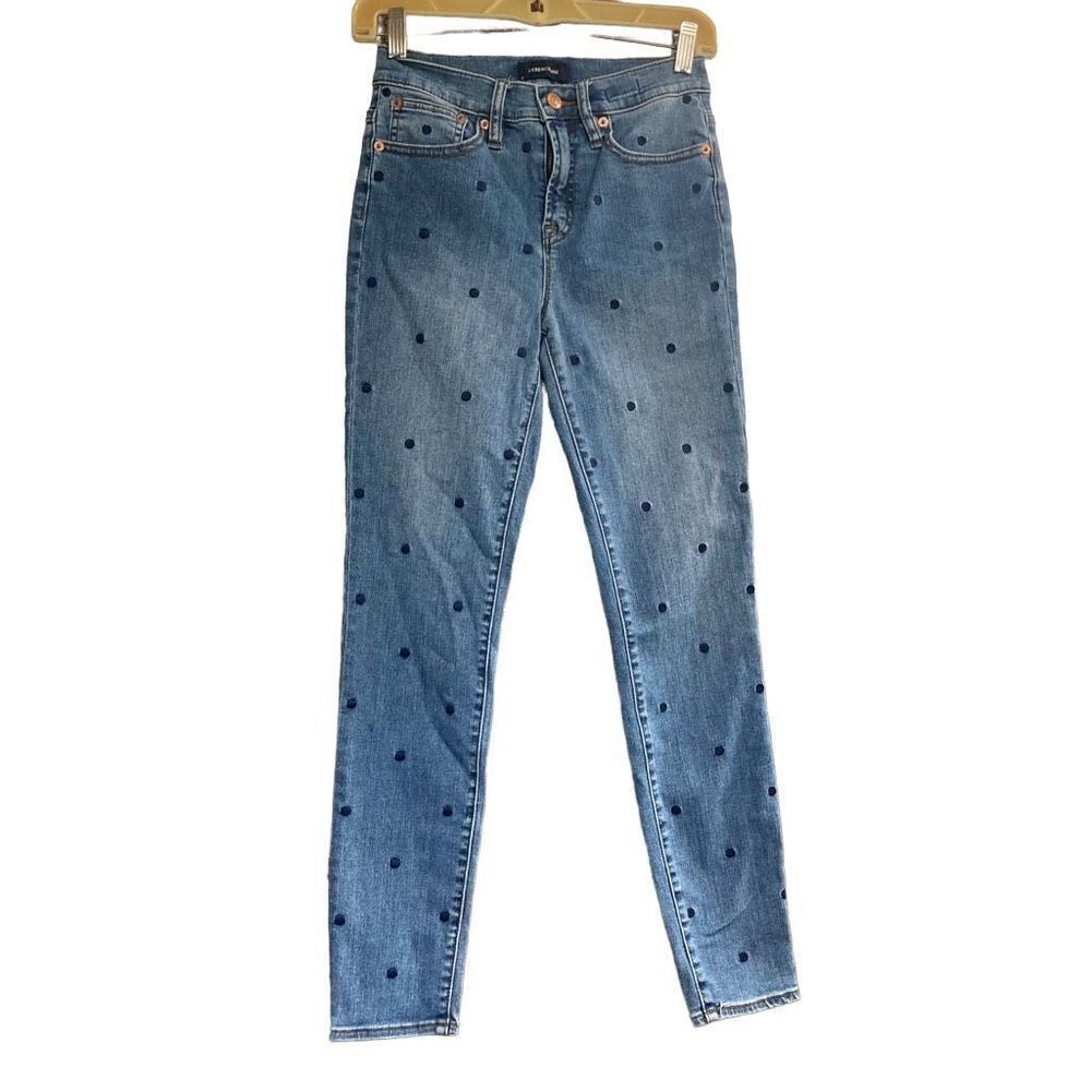 J.CREW Women’s‎ Jeans 9” High-Rise Toothpick Polka Dot Blue Inseam 26”